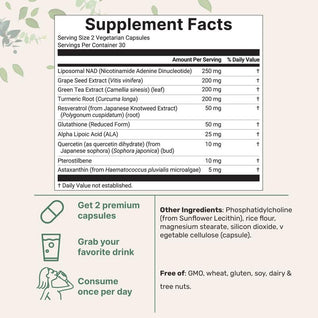 Liposomal NAD+ Ultimate 1,000mg, 60 Veggie Capsules